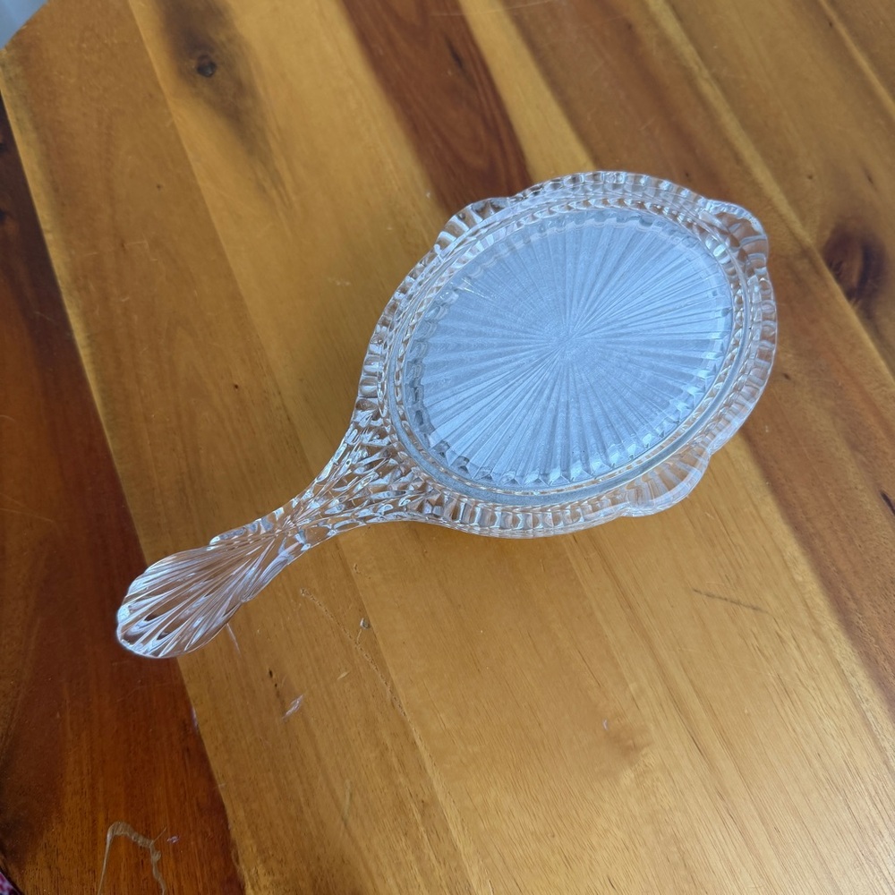 1940s clear pressed or cut glass or lucite vintage hair brush